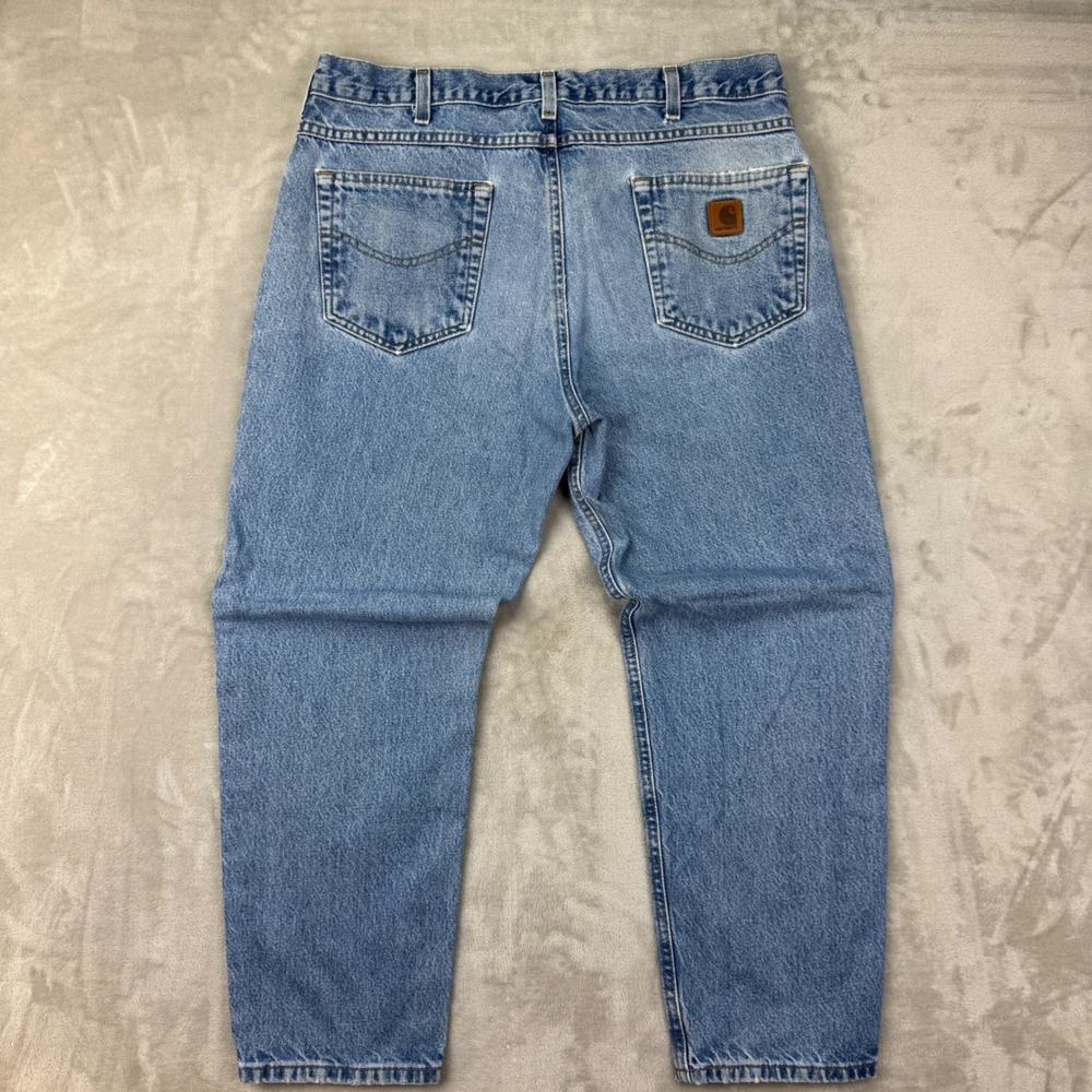 Carhartt B17-DST Jeans Mens 36x28 Blue Relaxed Fit Vintage Faded Workwear Denim